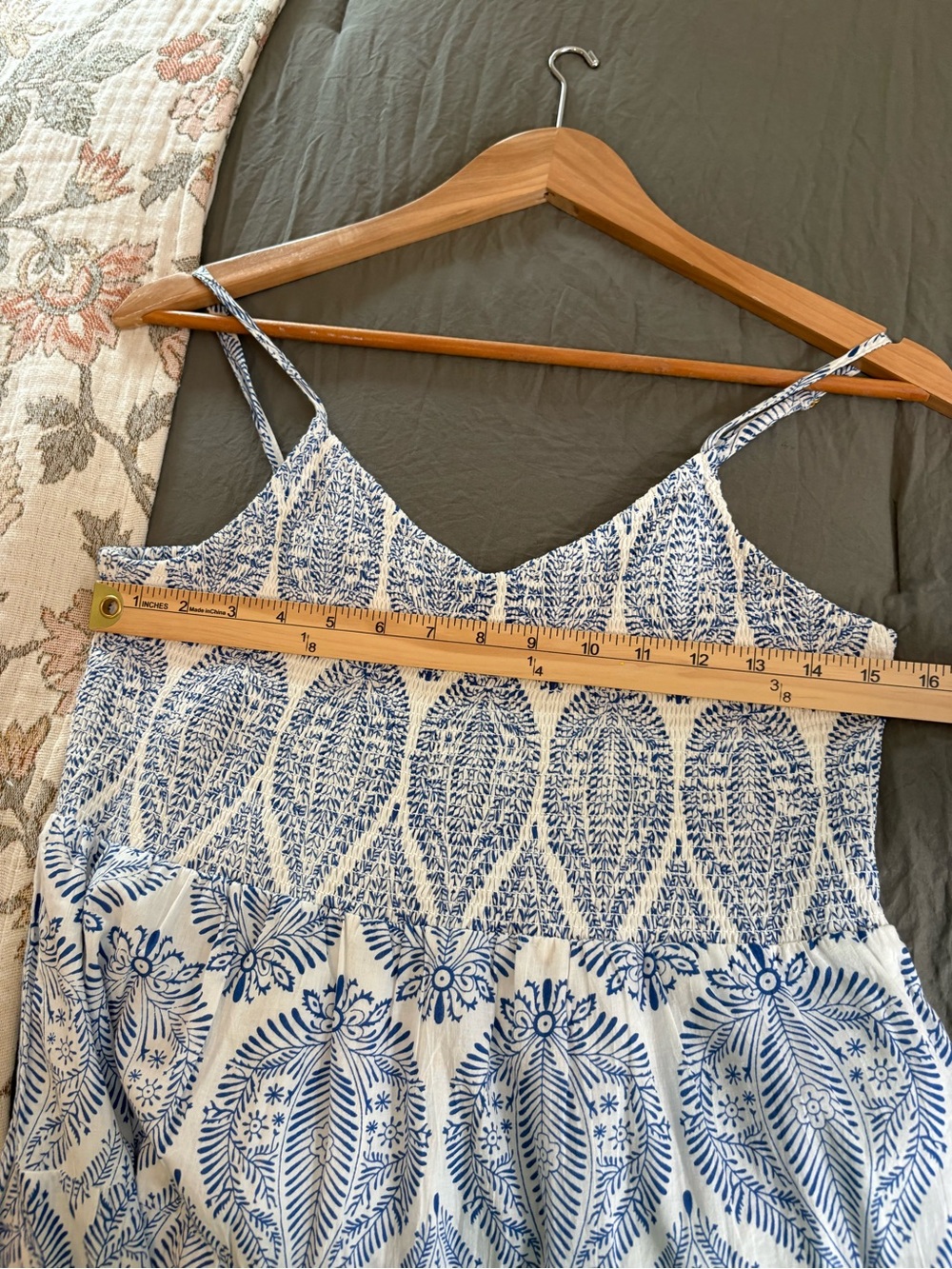 THML Tiered Smocked Cotton Midi Dress. Size Medium. - Picture 14 of 15